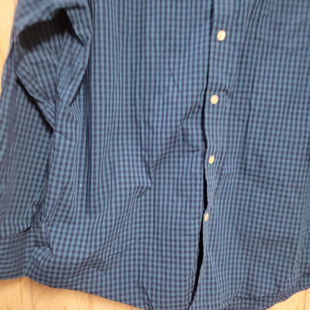 Izod Blue Checkered Button Down Collared Long Sle… - image 2